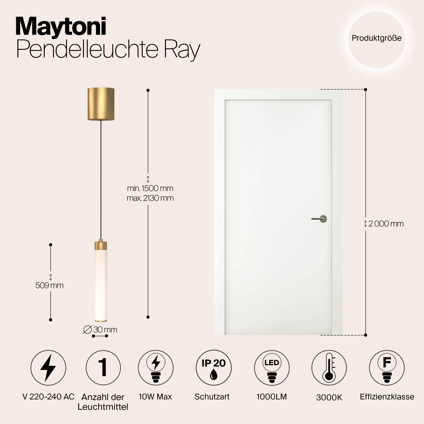P022PL-L10MG3K Светильник подвесной Maytoni Ray P022PL-L10MG3K