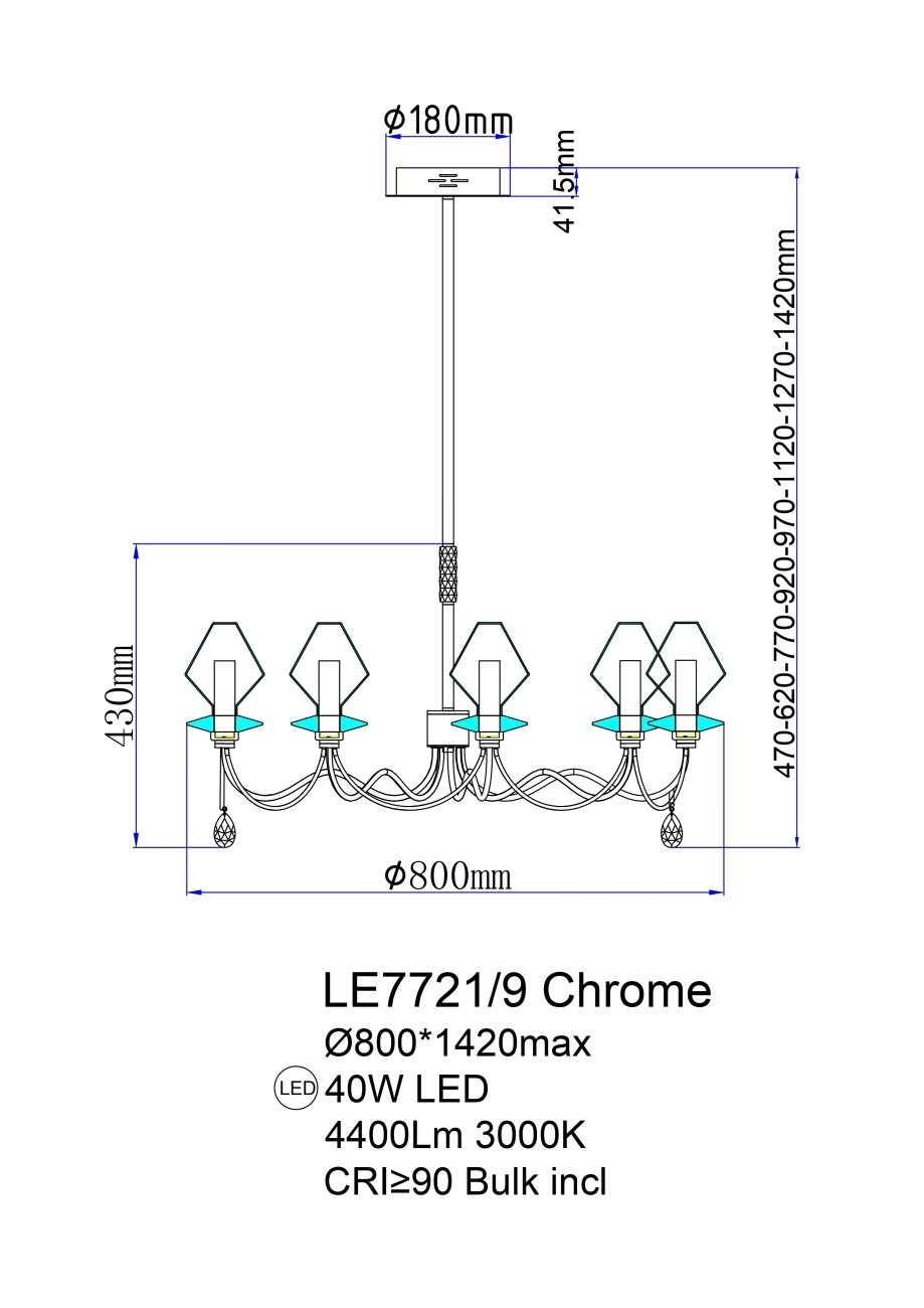 LE7721/9 Chrome Потолочная люстра LEON Therese LE7721/9 Chrome