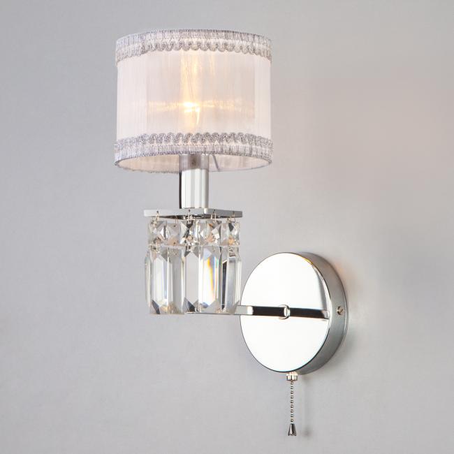 10099/1 хром/прозрачный хрусталь Strotskis Настенное бра Eurosvet Zaffiro 10099/1 хром/прозрачный хрусталь Strotskis