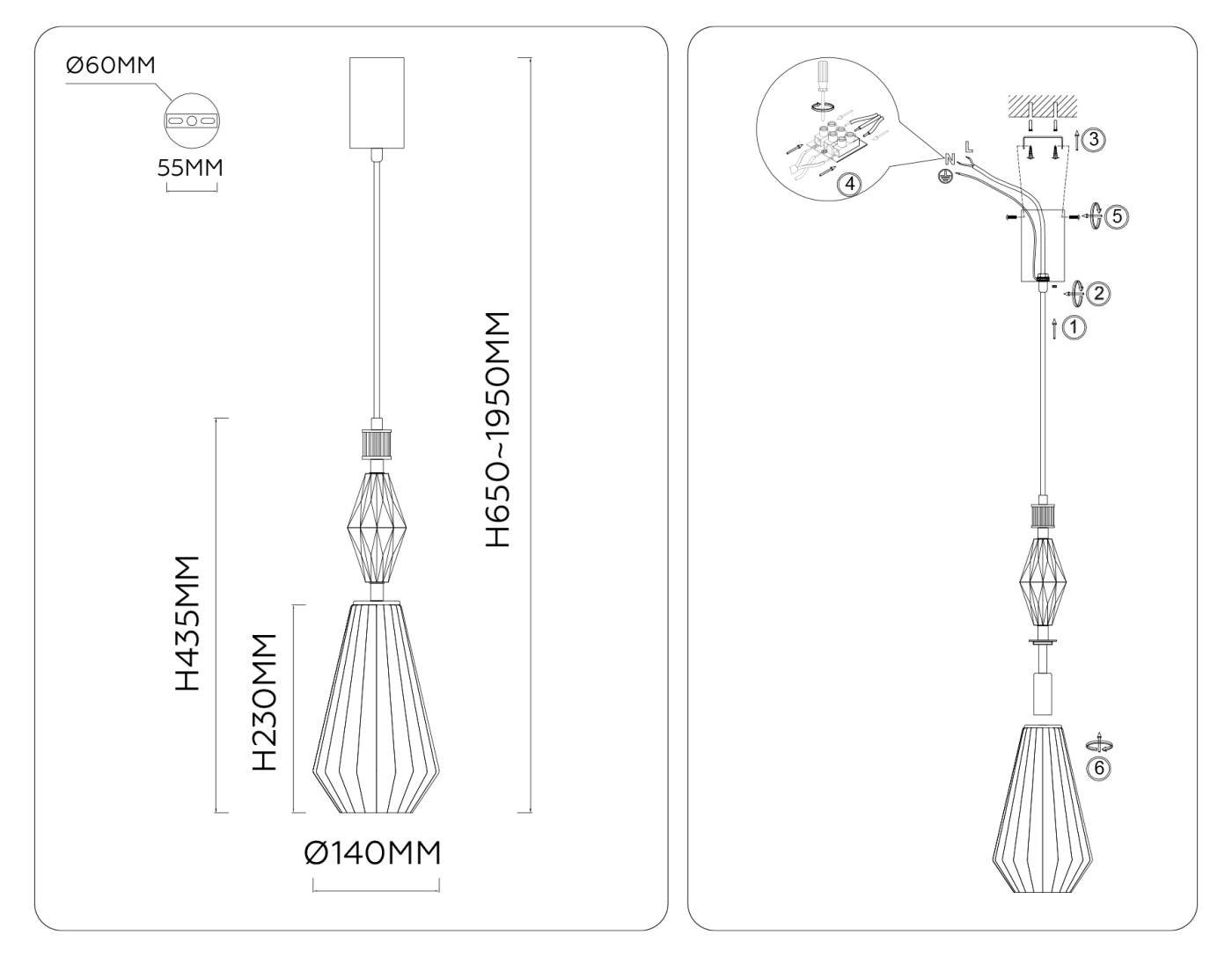 LH53181 Подвесной светильник Ceramo Modern Ambrella LH53181