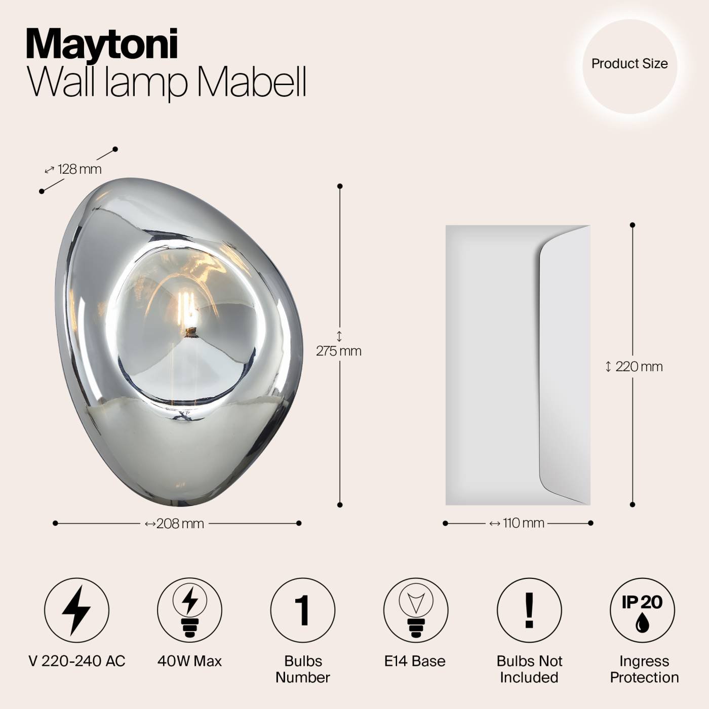 Настенный светильник Maytoni Mabell MOD306WL-01CH