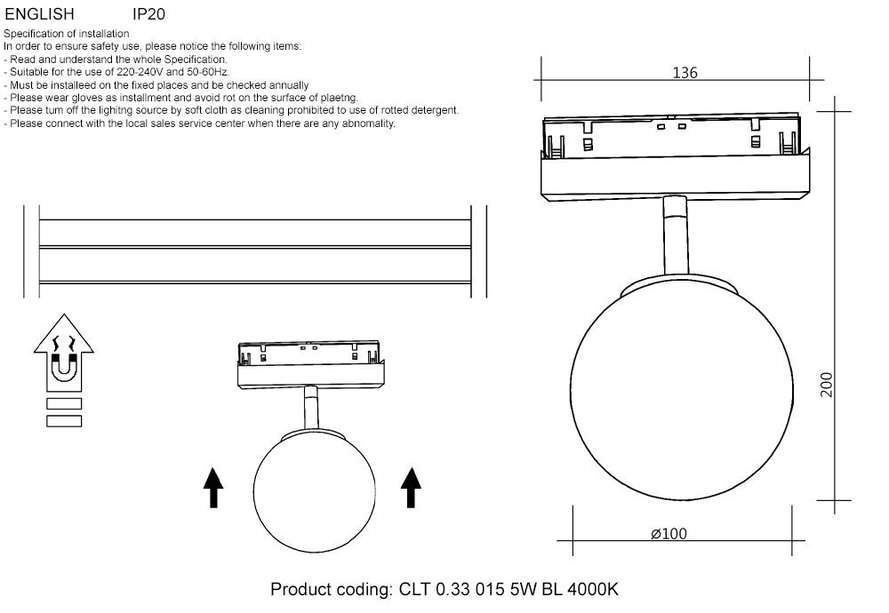 Трековый светильник Crystal Lux Space CLT 0.33 015 5W BL 4000K