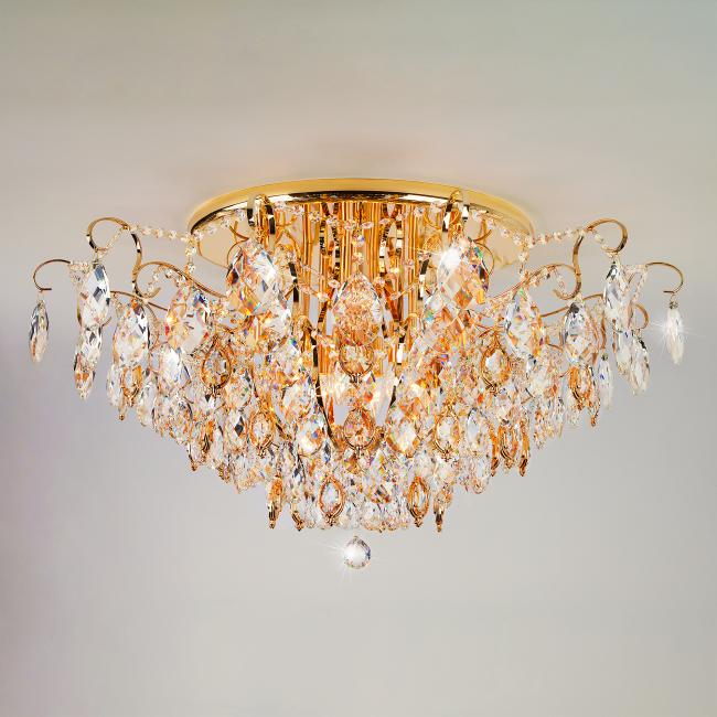 Потолочная хрустальная люстра Eurosvet Crystal 10081/12 золото/прозрачный хрусталь Strotskis