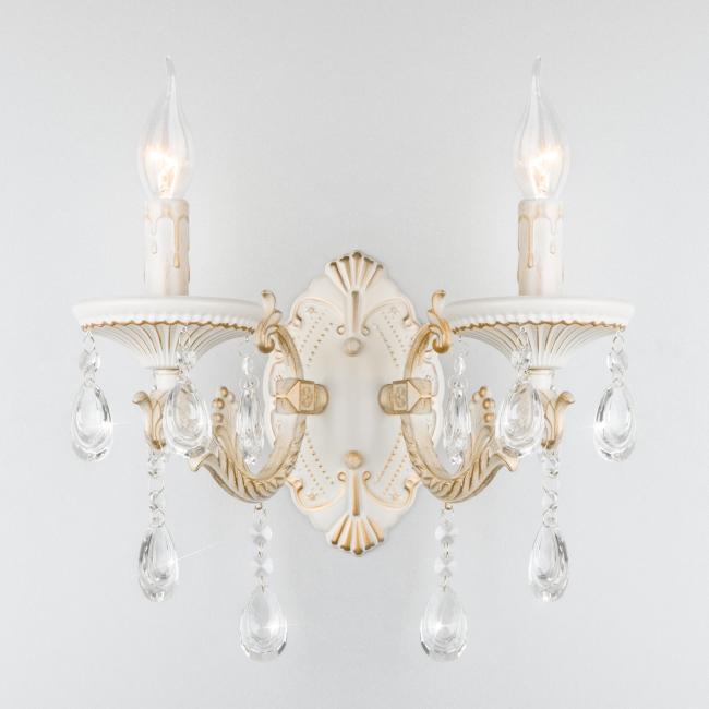 3585/2 белый/прозрачный хрусталь Strotskis Настенное бра Eurosvet Lia 3585/2 белый/прозрачный хрусталь Strotskis