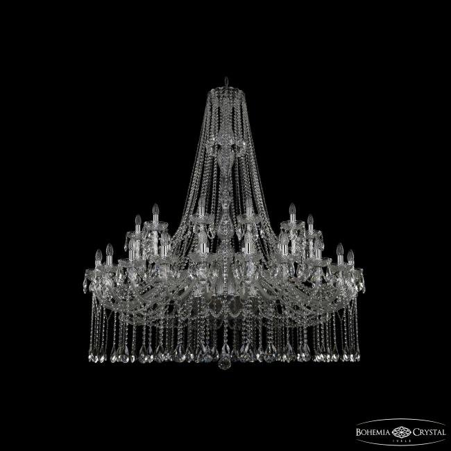 1413/24+12/530/h-160 Ni Подвесная хрустальная люстра 1413 Bohemia 1413/24+12/530/h-160 Ni