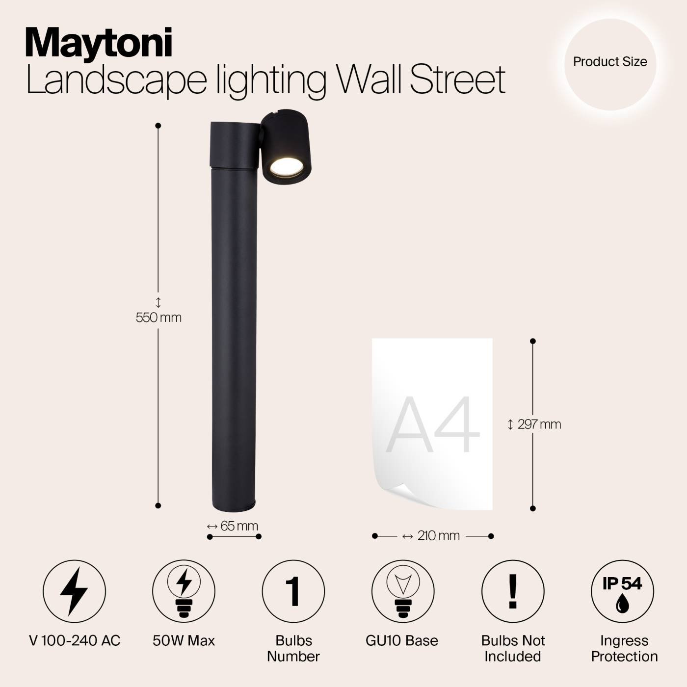 O010FL-01B Уличный наземный светильник Maytoni Wall Street O010FL-01B
