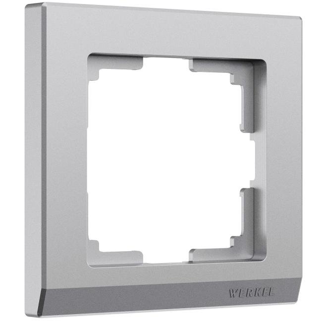 W0011865/ Рамка на 1 пост Stark (серебряный матовый) Рамка Werkel W0011865/ Рамка на 1 пост Stark (серебряный матовый)
