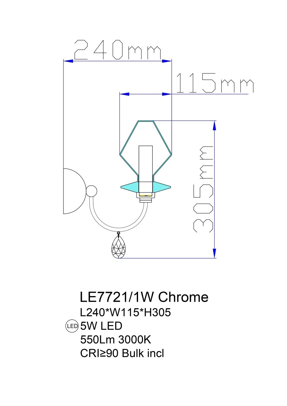 LE7721/1W Chrome Настенное бра LEON Therese LE7721/1W Chrome
