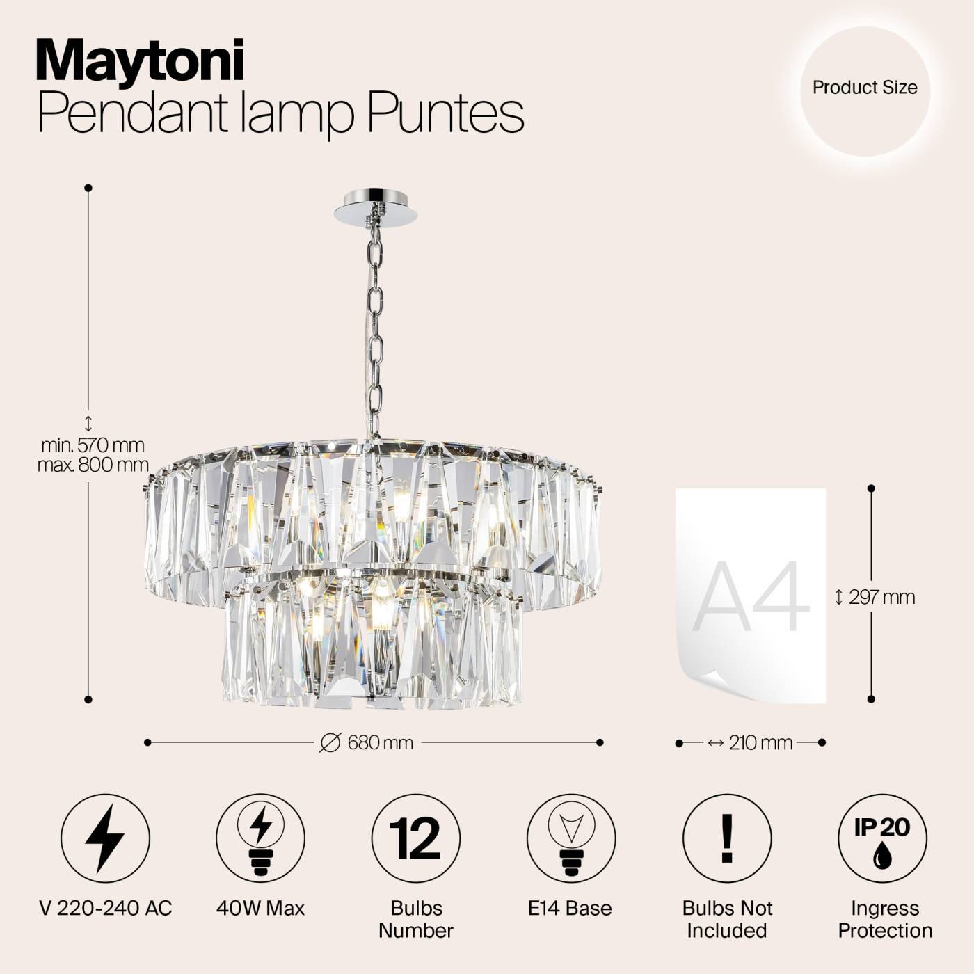 MOD043PL-12CH Подвесная люстра Maytoni Puntes MOD043PL-12CH