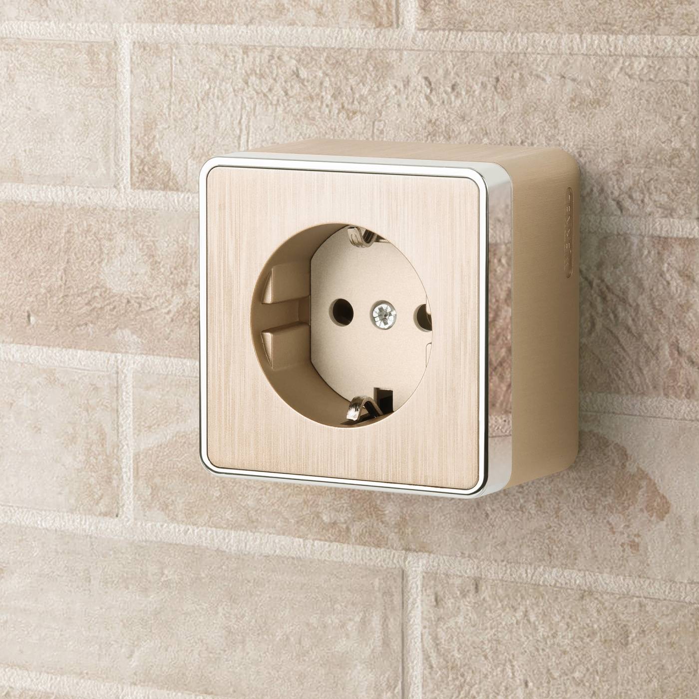 Розетка Werkel W5071010/ Розетка с заземлением Gallant (шампань рифленый)