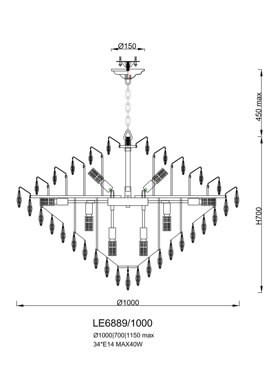 Подвесная люстра LEON Adriana LE6889/1000 CH