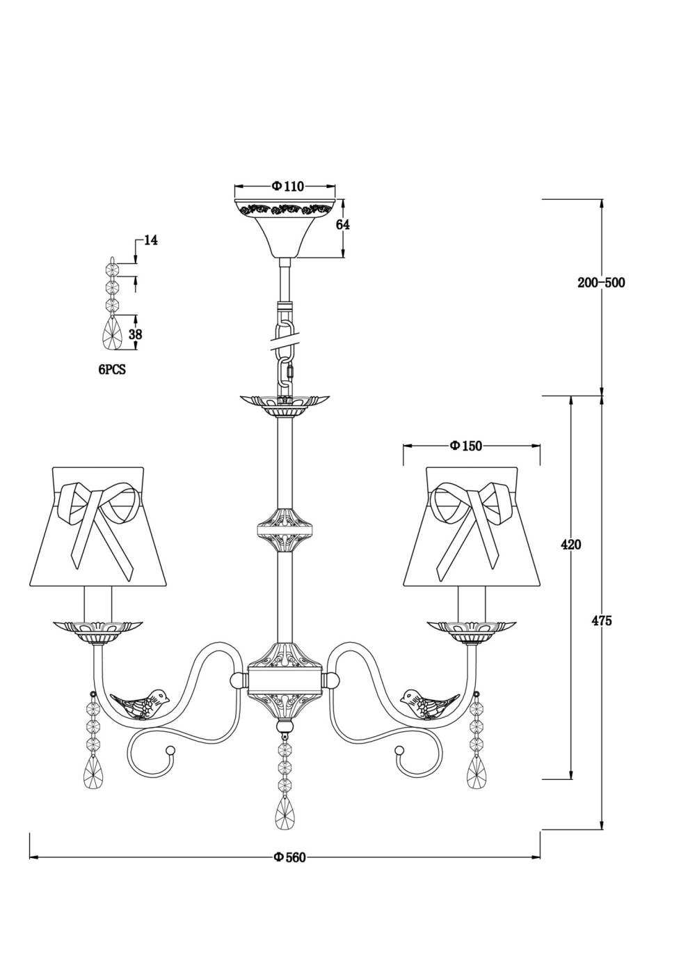 FR5122PL-05WG Подвесная люстра Freya Fable FR5122PL-05WG