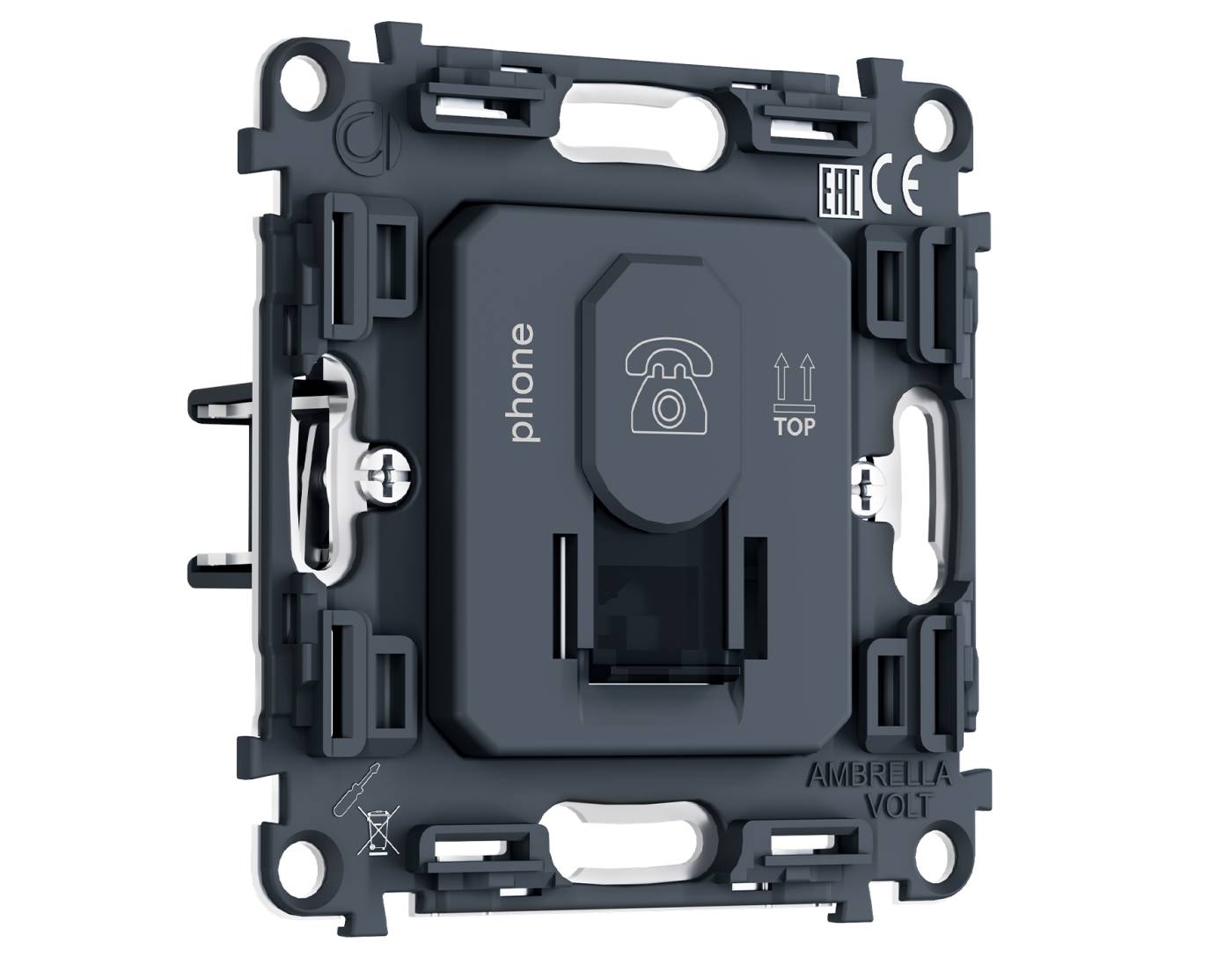 PR190 PR190 Механизм телефонной розетки RJ-11 (4P4C) с автоматической защитной шторкой QUANT PRO