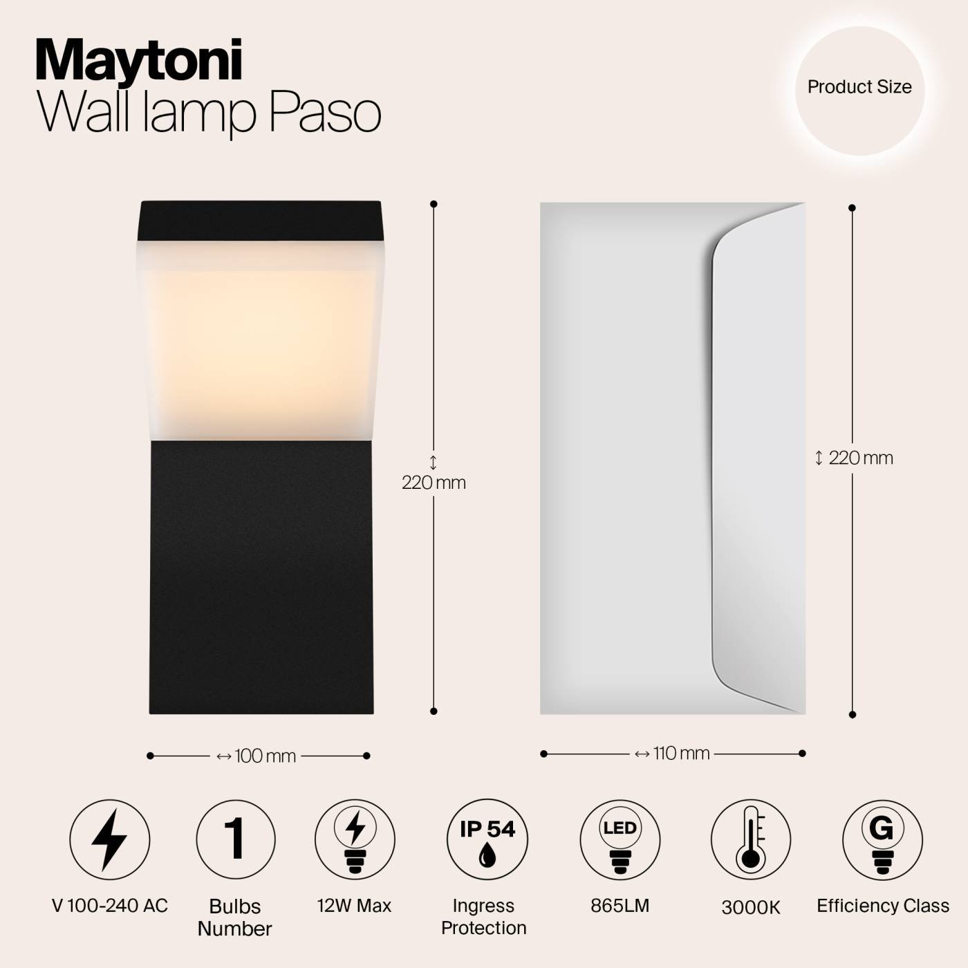 O595WL-L12B3K Уличный настенный светильник Maytoni Paso O595WL-L12B3K