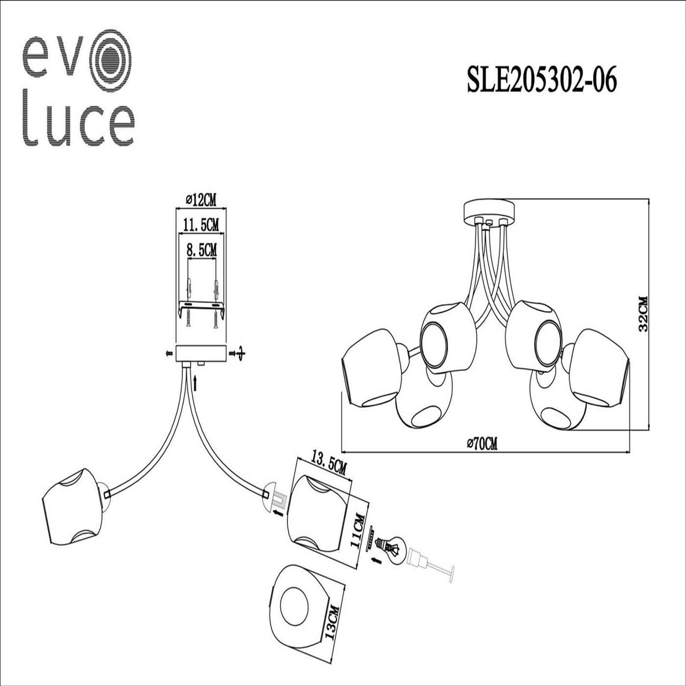 SLE205302-06 Потолочная люстра Evoluce Besano SLE205302-06