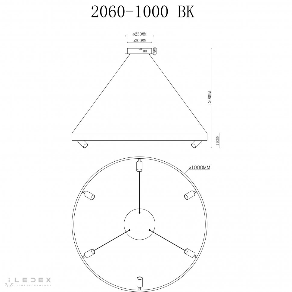 Подвесная люстра ILedex Vision 2060-D1000 BK