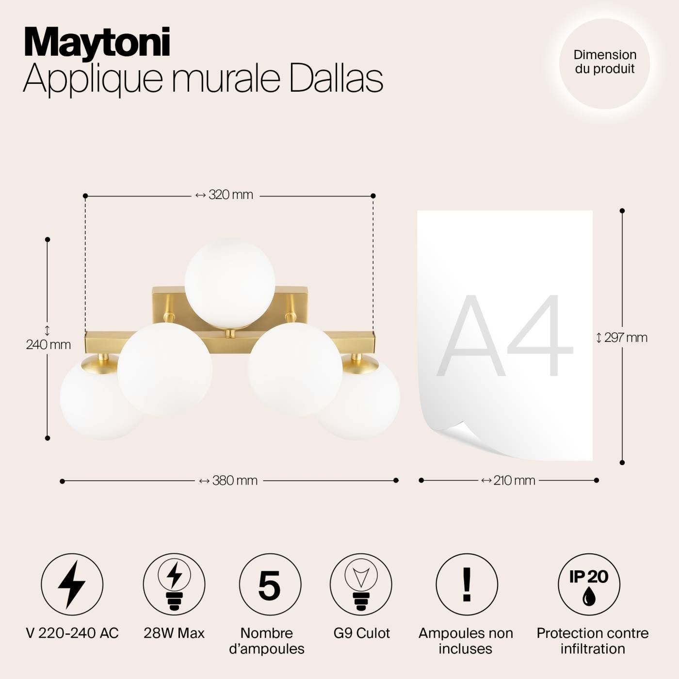 Настенное бра Maytoni Dallas MOD547WL-05BS