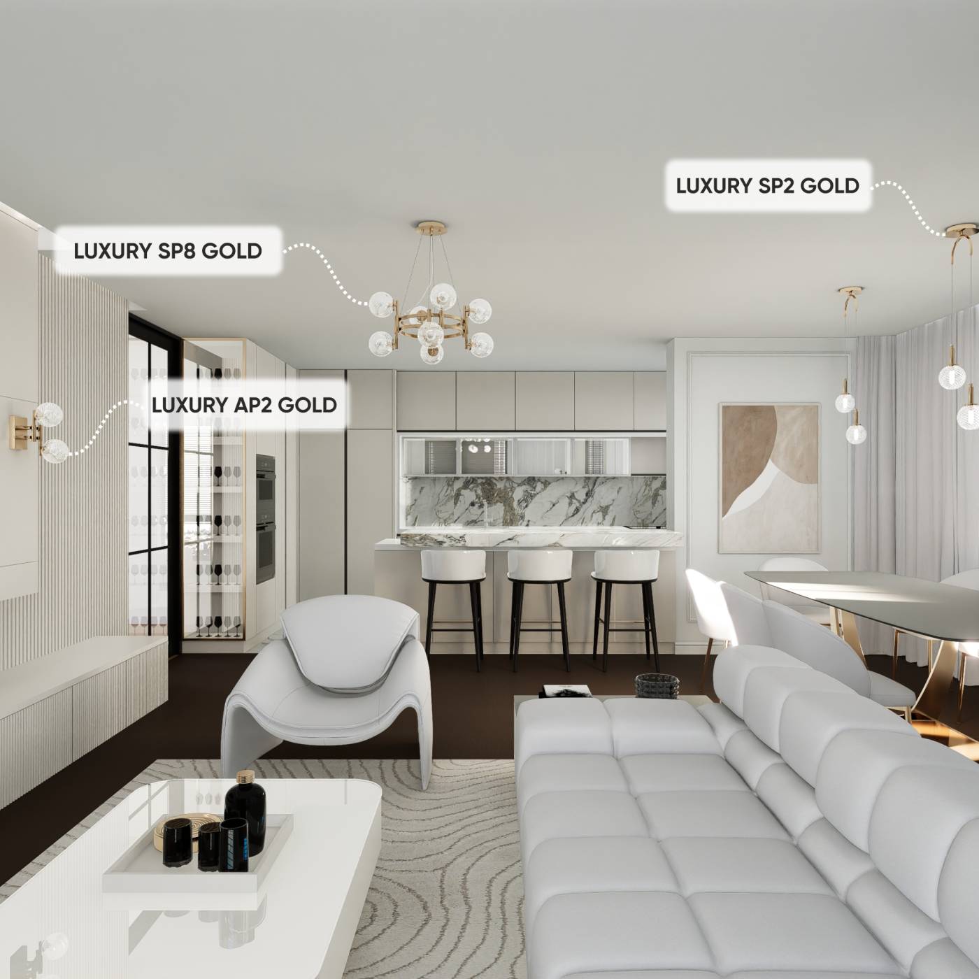 LUXURY SP8 GOLD Подвесная люстра Crystal Lux Luxury LUXURY SP8 GOLD