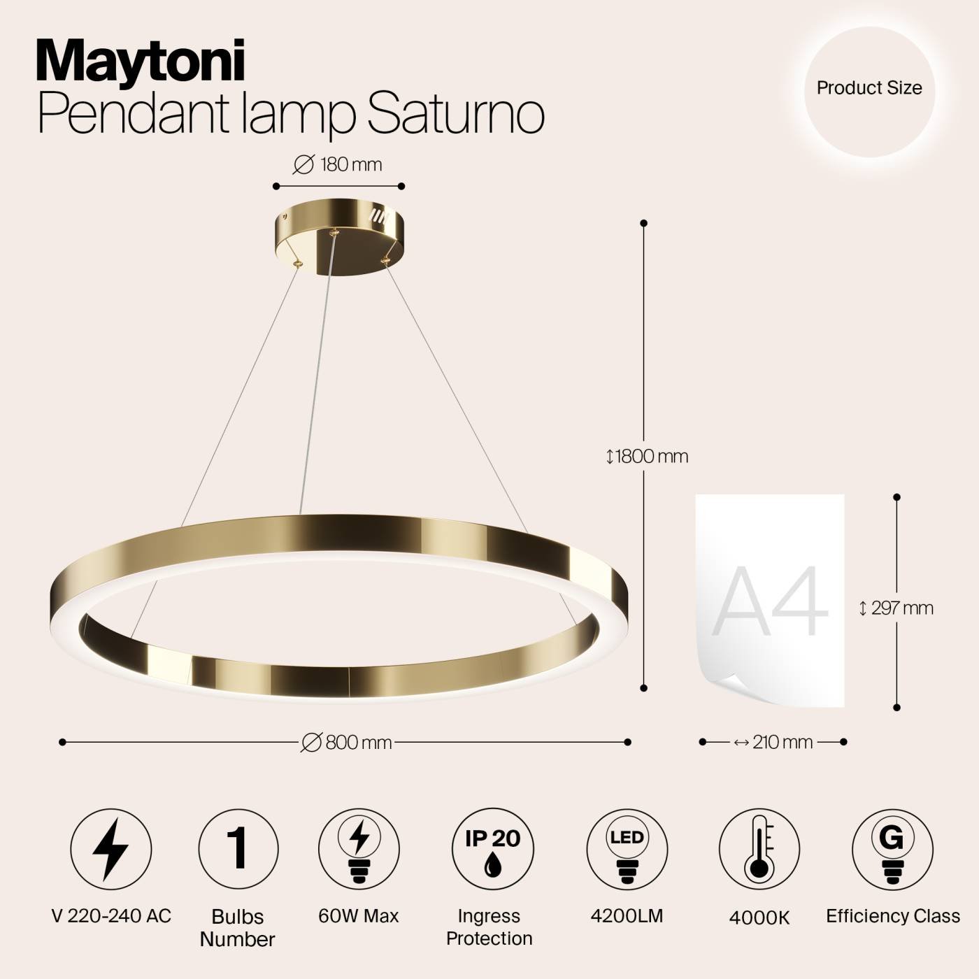 MOD415PL-L60BS4K Подвесная люстра Maytoni Saturno MOD415PL-L60BS4K
