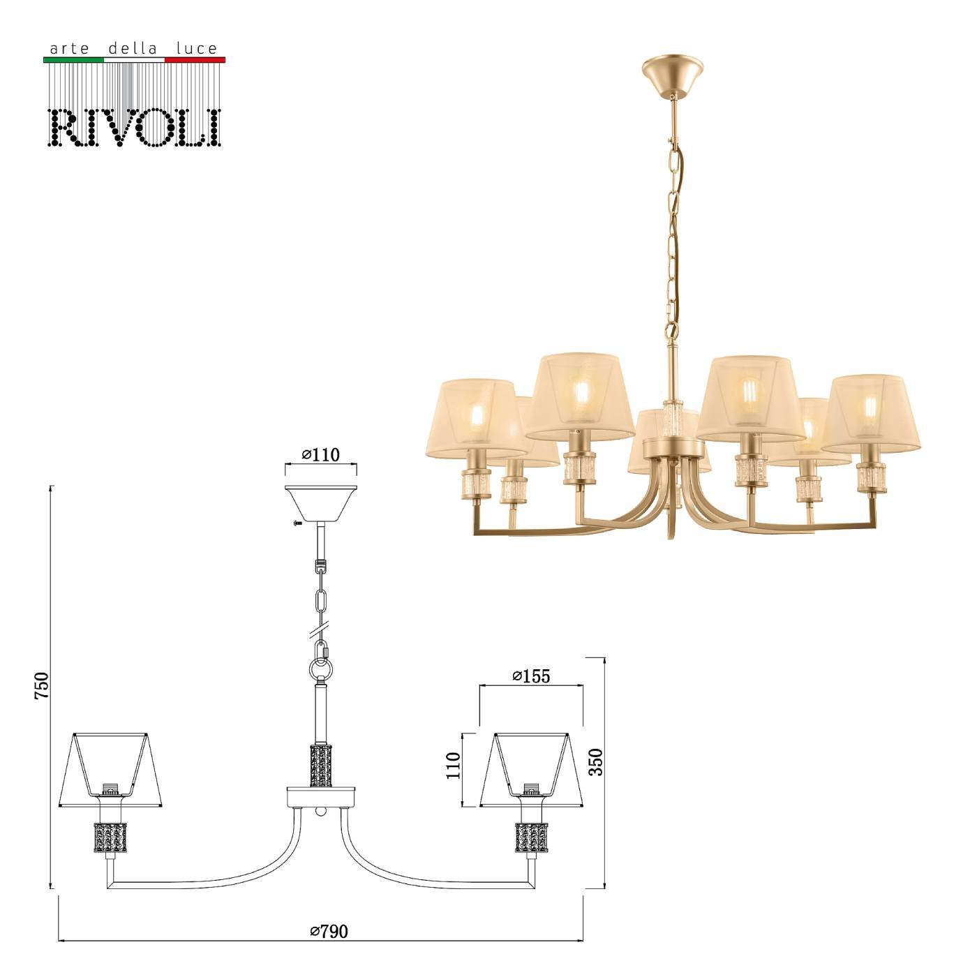 Подвесная люстра Rivoli Elinor 2083-307