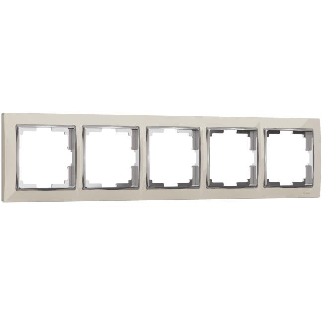 W0051903/ Рамка на 5 постов Snabb (слоновая кость/хром) Рамка Werkel W0051903/ Рамка на 5 постов Snabb (слоновая кость/хром)
