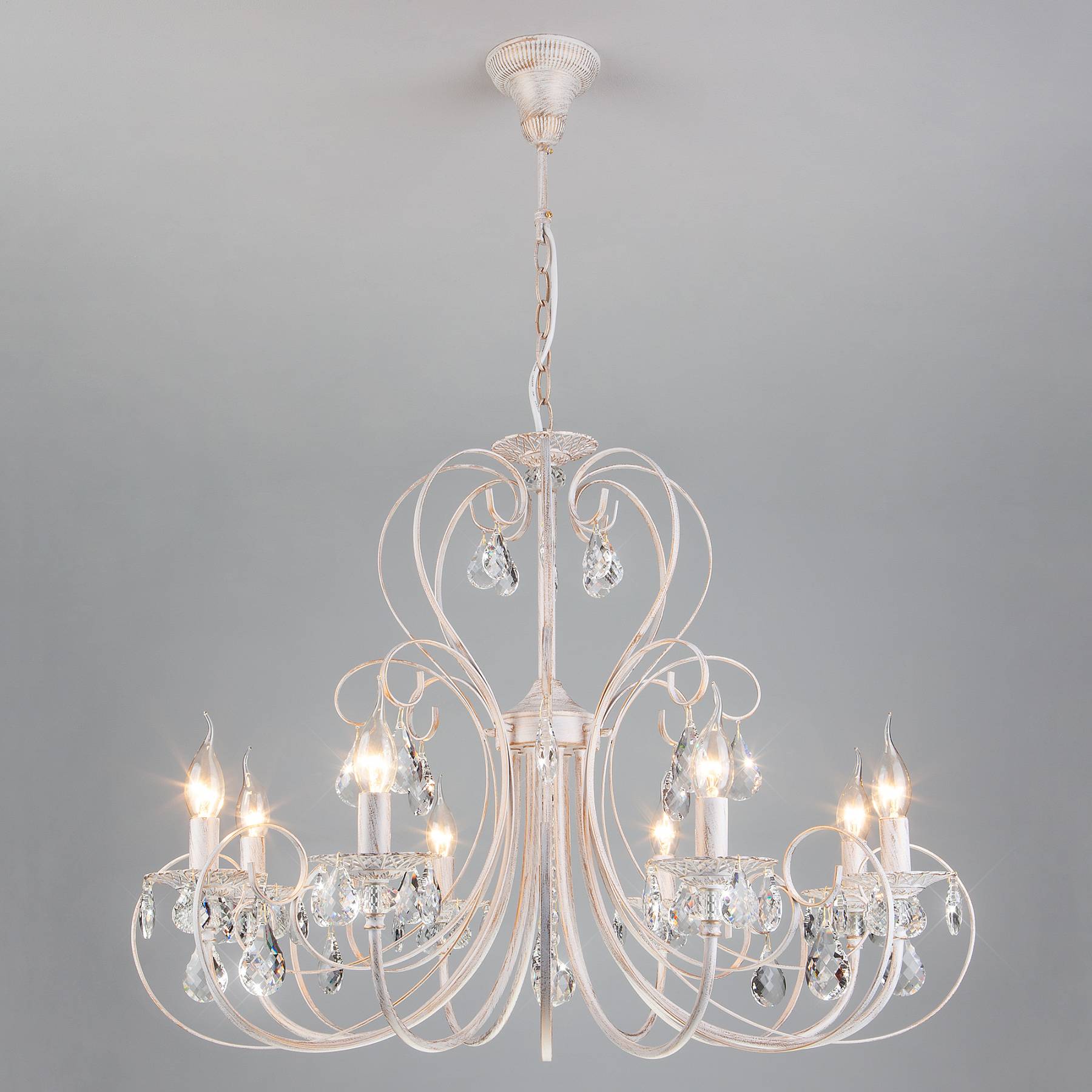 3305/8 белый с золотом/прозрачный хрусталь Strotskis Подвесная люстра Eurosvet Alda 3305/8 белый с золотом/прозрачный хрусталь Strotskis