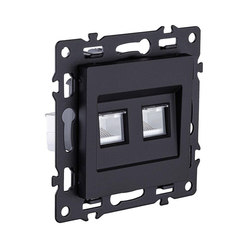 AS-018BK Розетка двойная Ethernet RJ45 Cat.6, черный Kollinger Asthetik AS-018BK