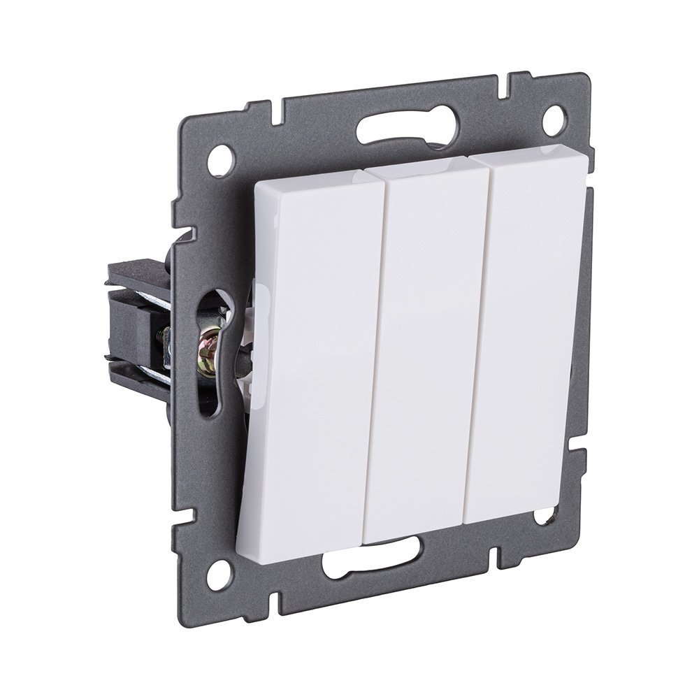 REA-S-012WH Выключатель 3-клавишный 10А/250В, белый Kollinger REA-S-012WH для Aspekt, Eleganz, Reflex