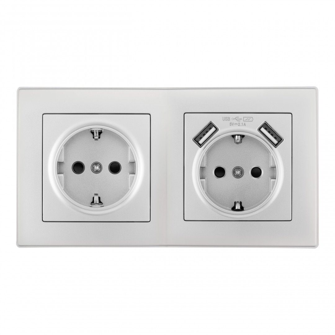 SET06-2-47-1-40-1 silver Розетка Arte Milano Set06-2 SET06-2-47-1-40-1 silver