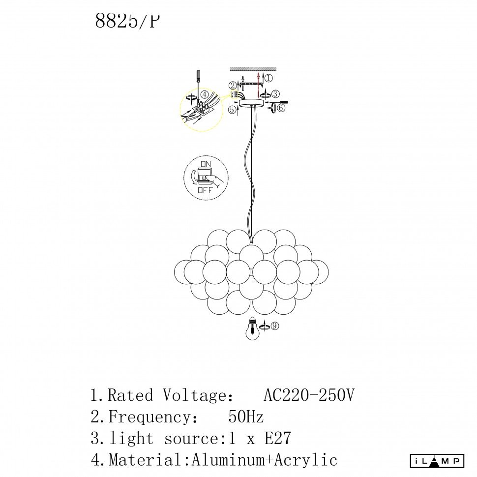 8825P/1 RGL Люстра подвесная Baly iLamp 8825P/1 RGL