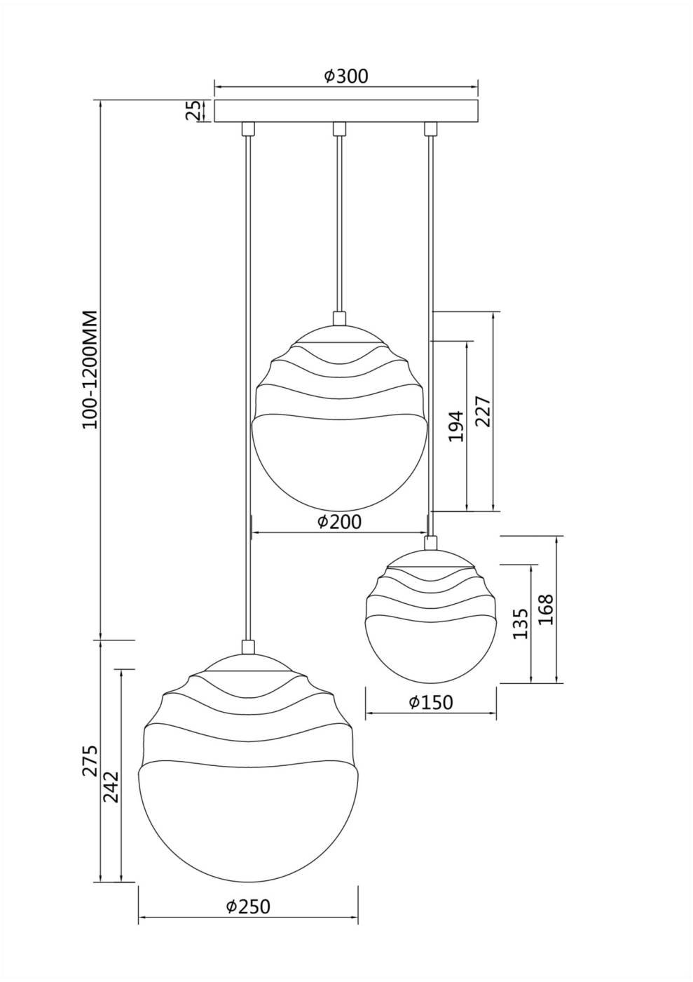P074PL-03BS Светильник подвесной Maytoni Vinare P074PL-03BS