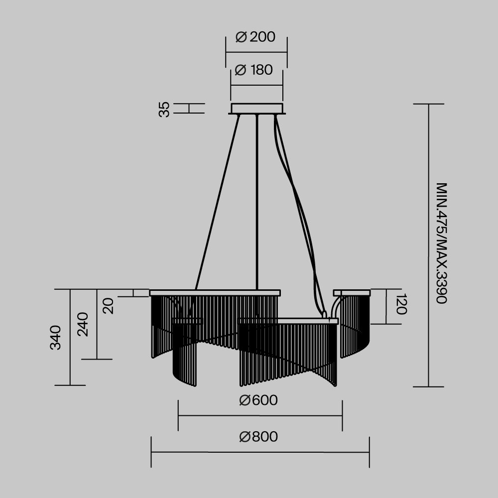 MOD378PL-L35MGK Подвесная люстра Estetica Maytoni MOD378PL-L35MGK
