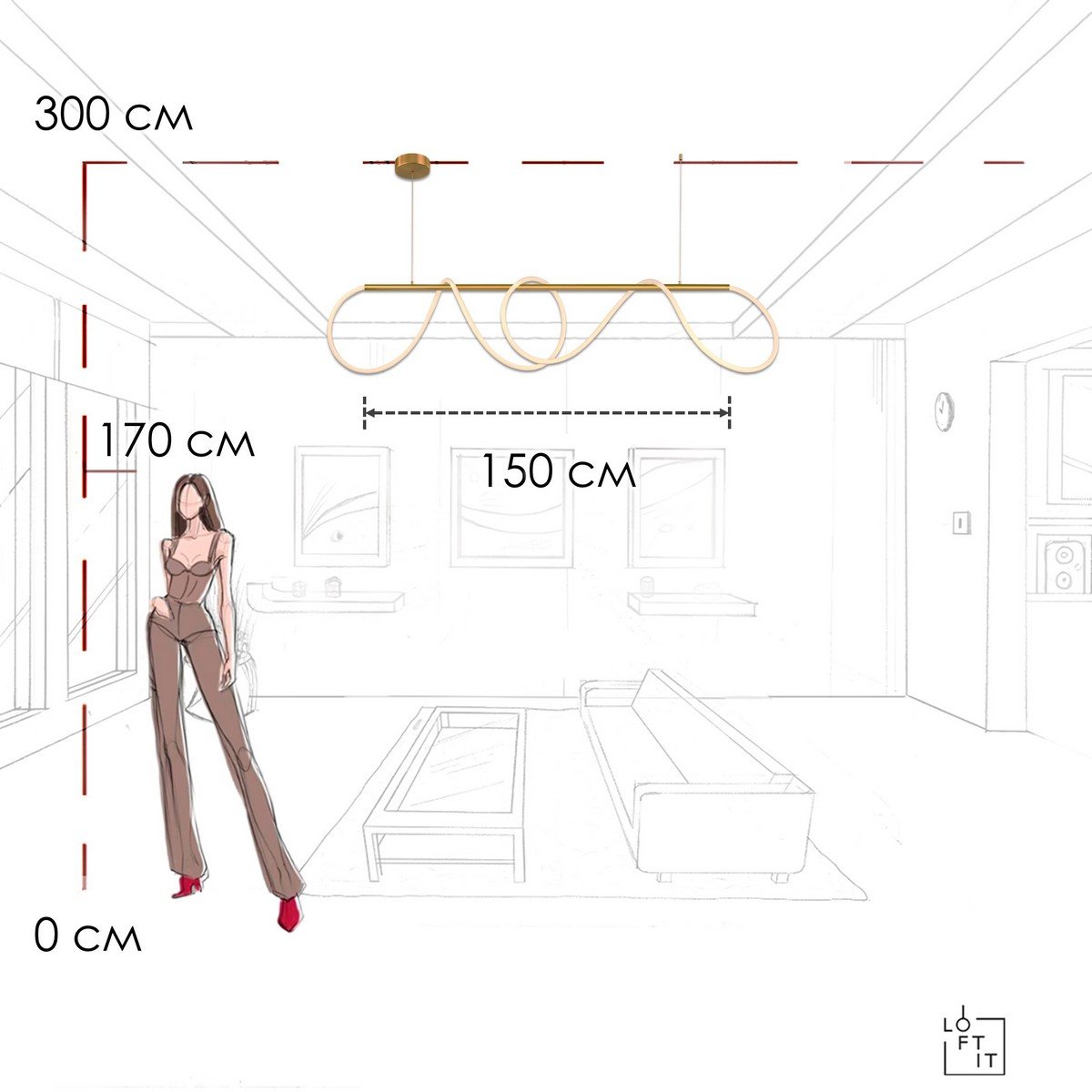 Светильник подвесной Loft It Thread 10388P/B Brass