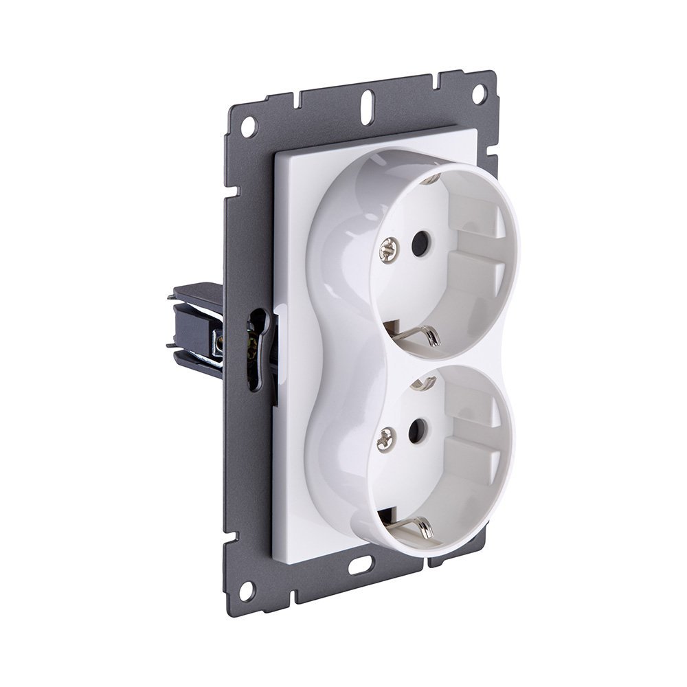 Розетка штепсельная SCHUKO двойная 16A/250 В, белый Kollinger REA-032WH для Aspekt, Eleganz, Reflex