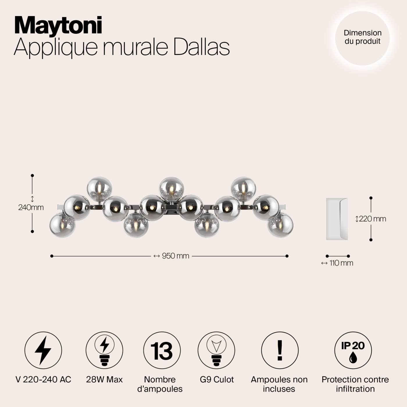 MOD547WL-13CH Настенное бра Maytoni Dallas MOD547WL-13CH