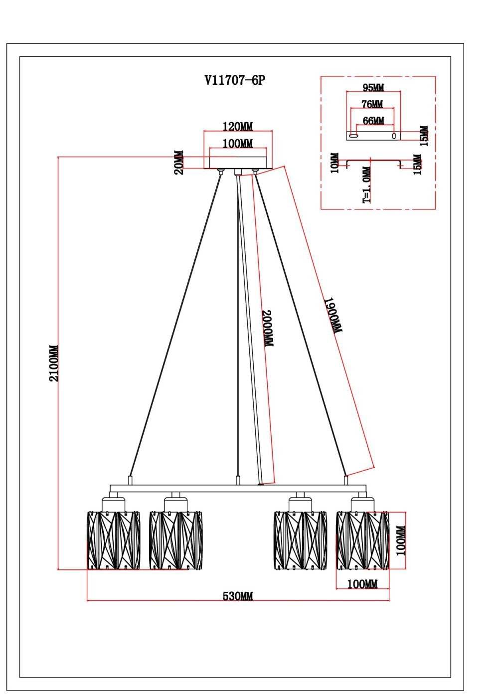 V11707-6P Подвесная люстра Moderli Prismique V11707-6P