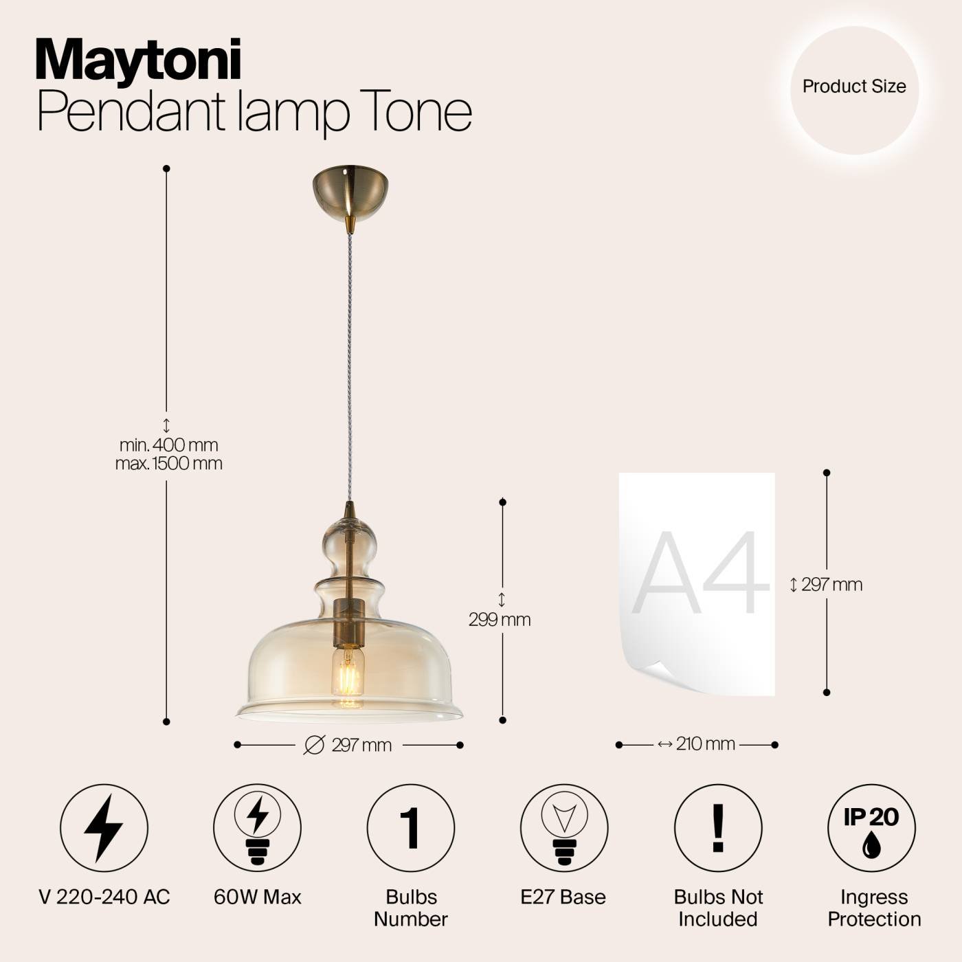 P001PL-01BZ Светильник подвесной Maytoni Tone P001PL-01BZ