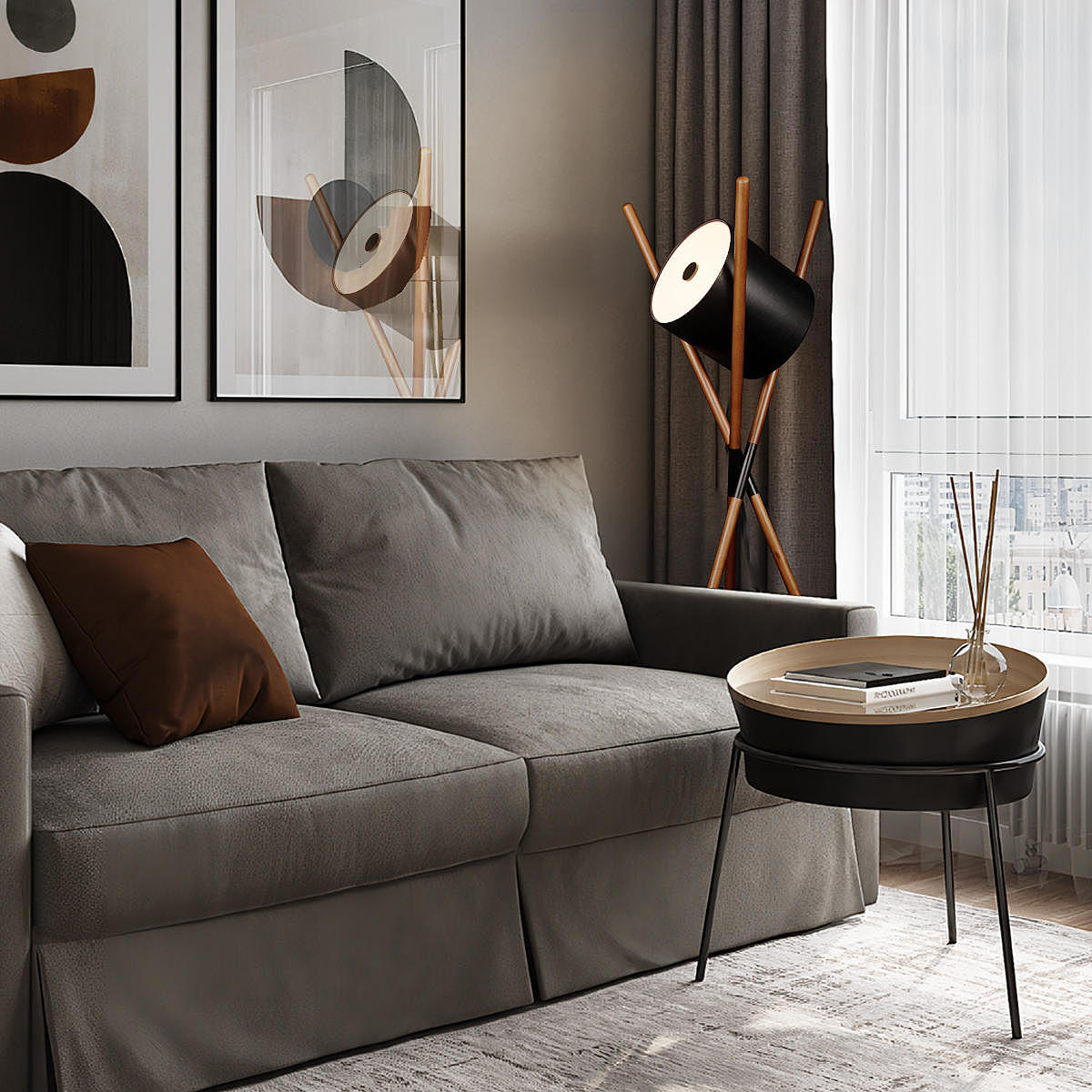 10245F Black Торшер Loft It Bobbin 10245F Black