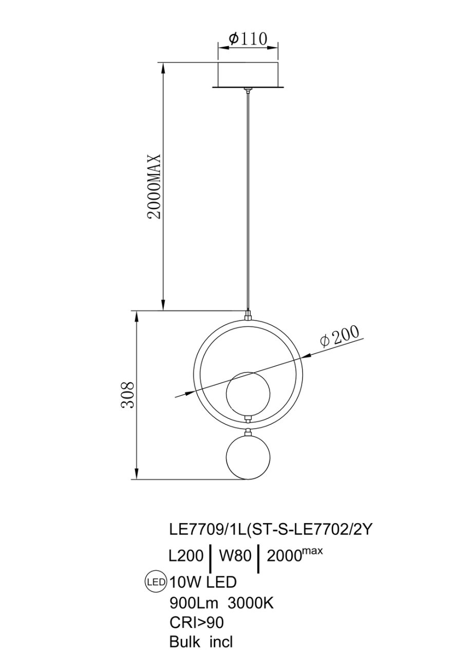 LE7709/1L Black Chrome/Gold Светильник подвесной LEON Lilith LE7709/1L Black Chrome/Gold