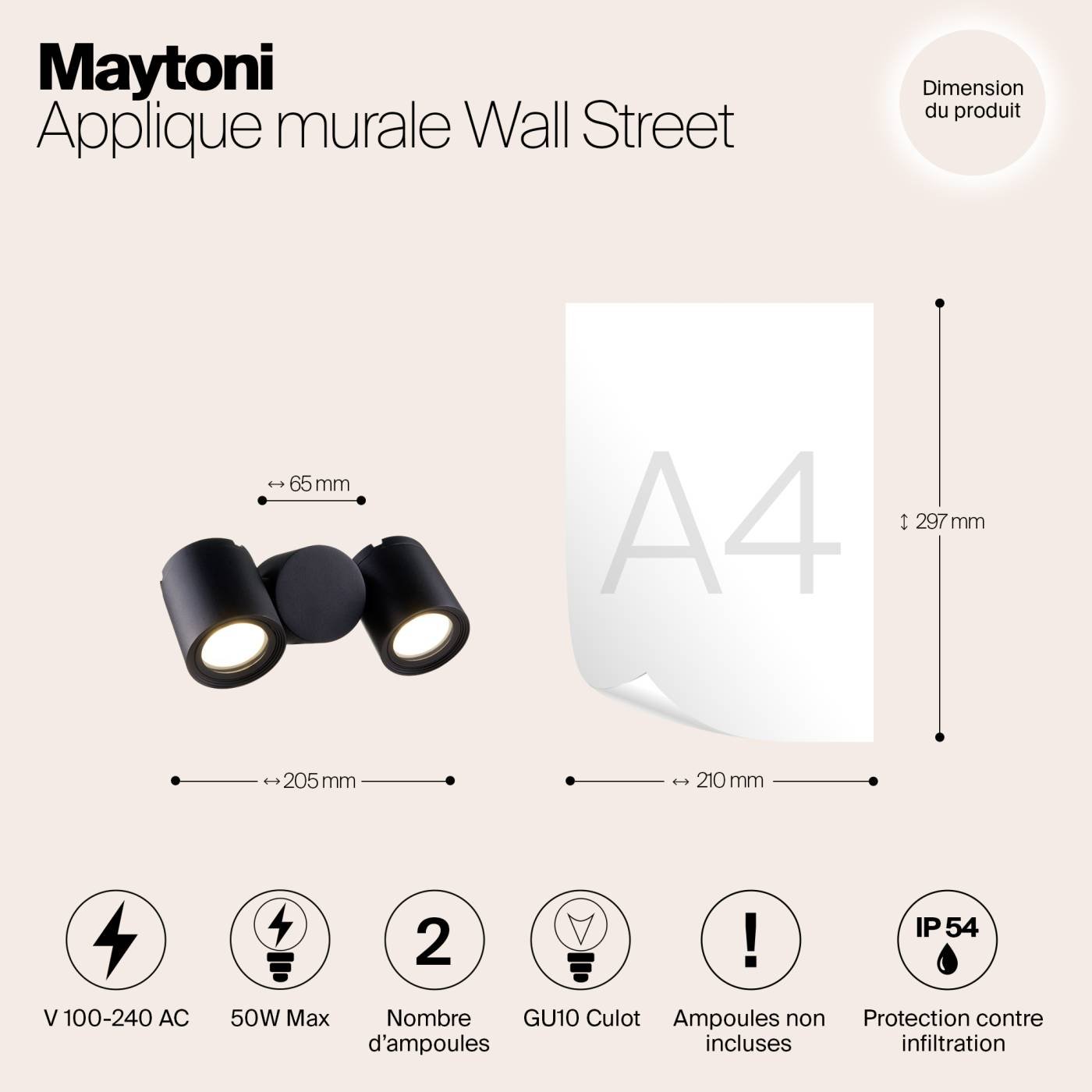 O010WL-02B Настенное бра Maytoni Wall Street O010WL-02B