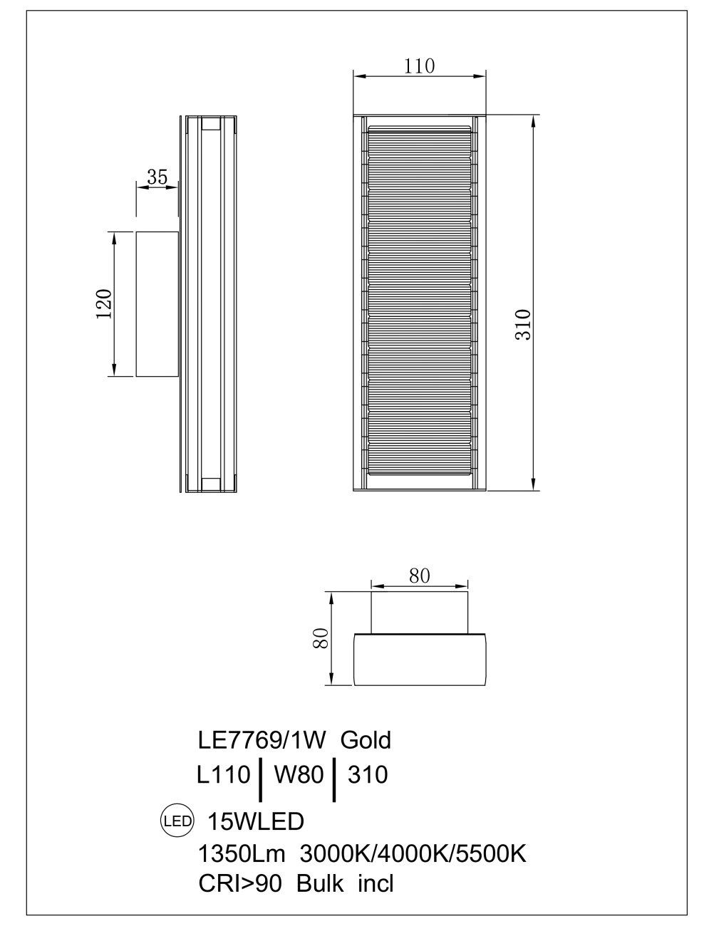 LE7769/1W Gold Настенный светильник LEON Lumiere LE7769/1W Gold