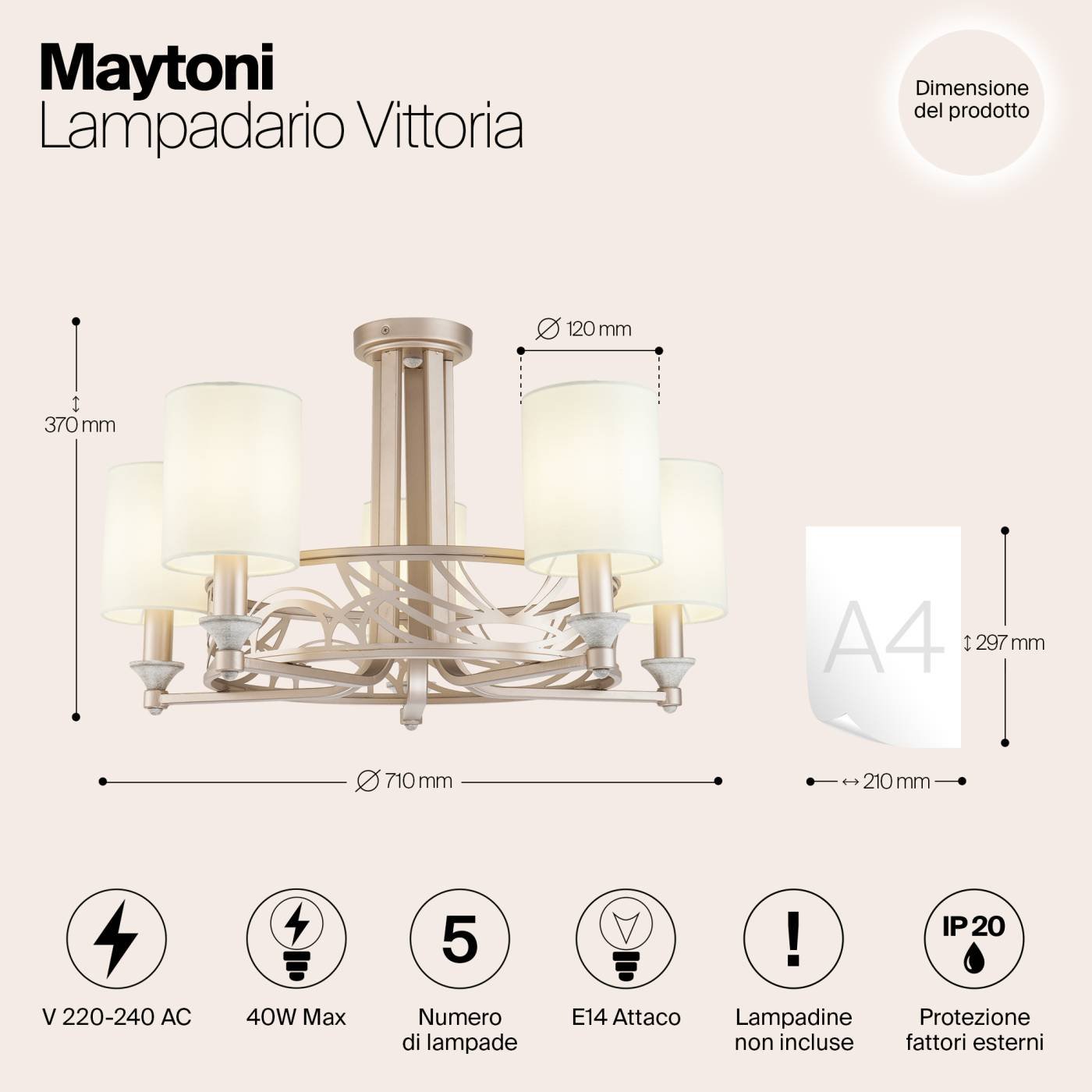 H004CL-05BG Потолочная люстра Maytoni Vittoria H004CL-05BG