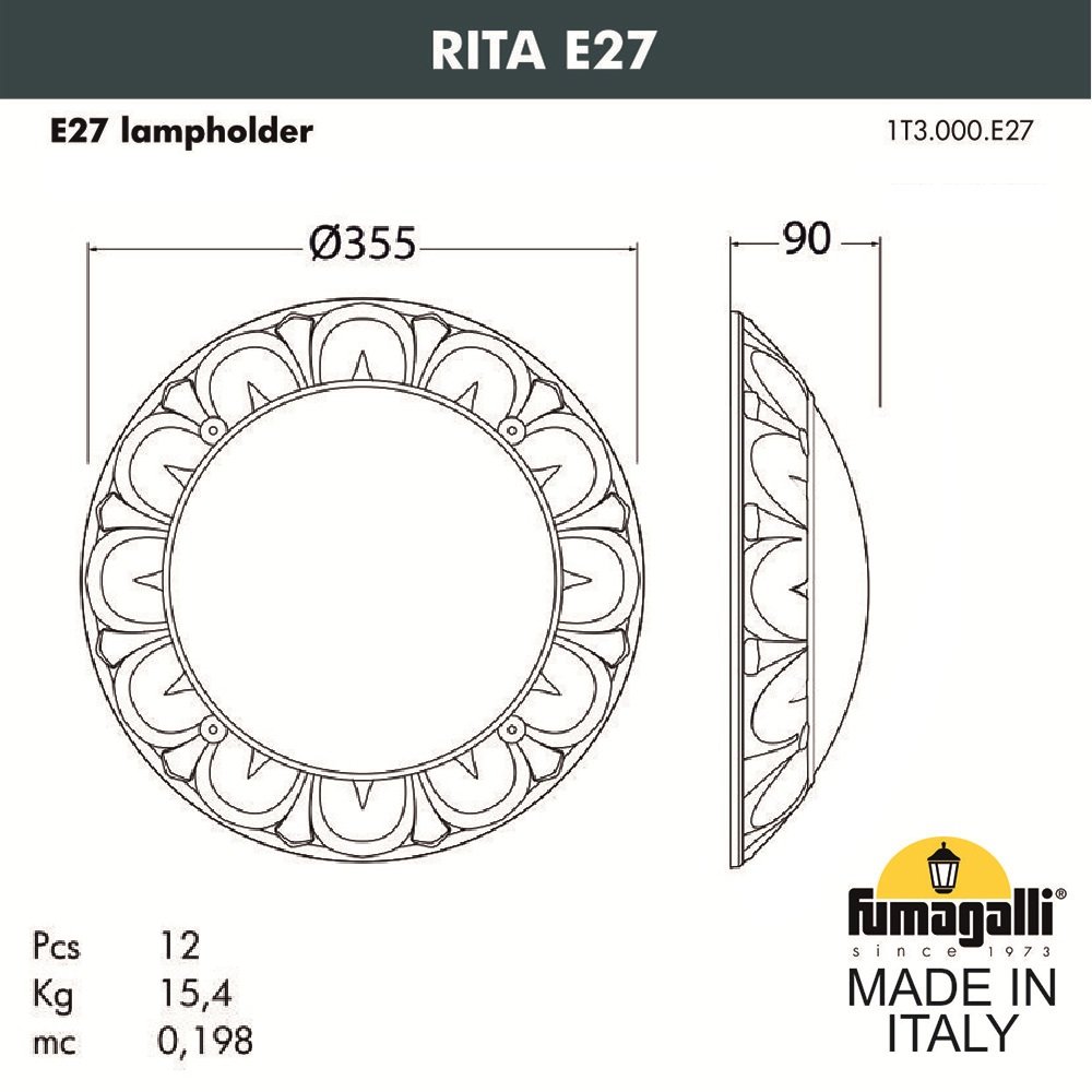 Уличный настенный светильник Fumagalli Rita 1T3.000.000.AYE27