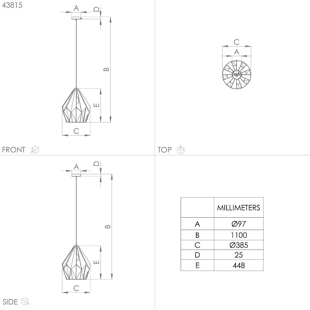 43815 Светильник подвесной Eglo Carlton 43815