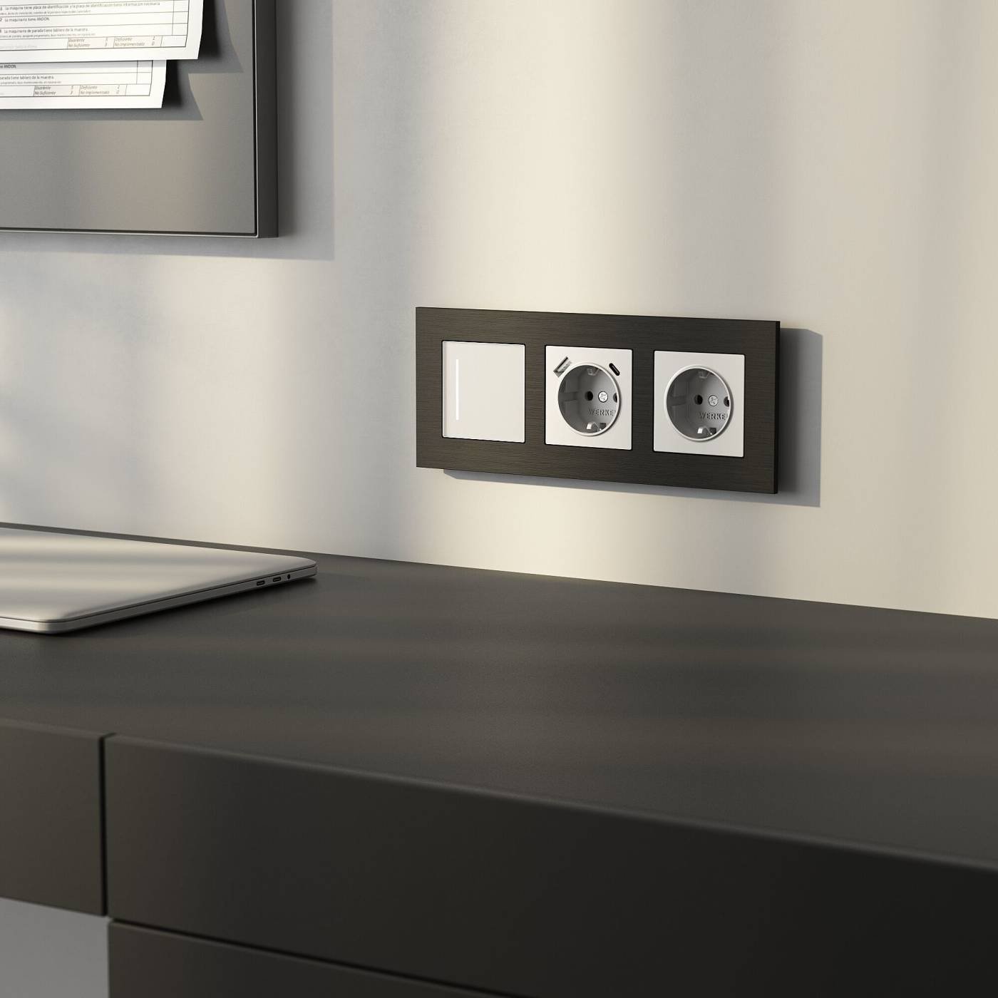 Рамка Werkel W0033508/ Рамка на 3 поста AluMax (черный алюминий)