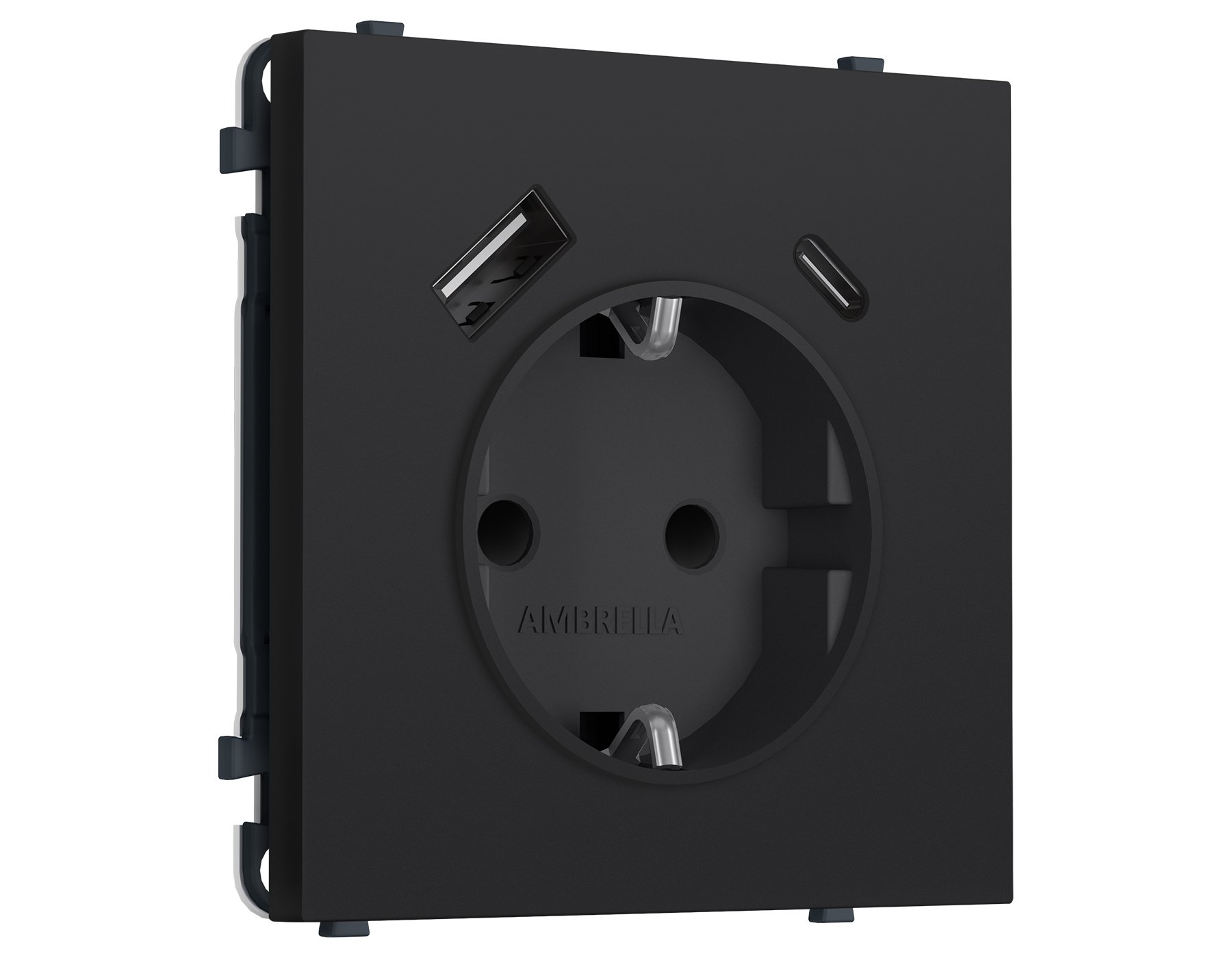 MS990010 MS990010 Комплект механизма электрической розетки SIGMA Черный Мягкое касание 2USB A+C 20W (быст. зар.) с/з с/ш 16A-250V QUANT PRO (SP9900, PR160)