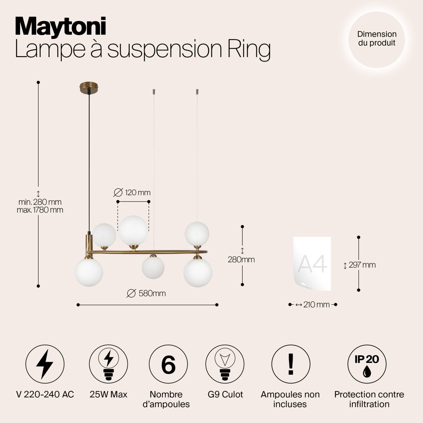 MOD013PL-06BS1 Подвесная люстра Maytoni Ring MOD013PL-06BS1