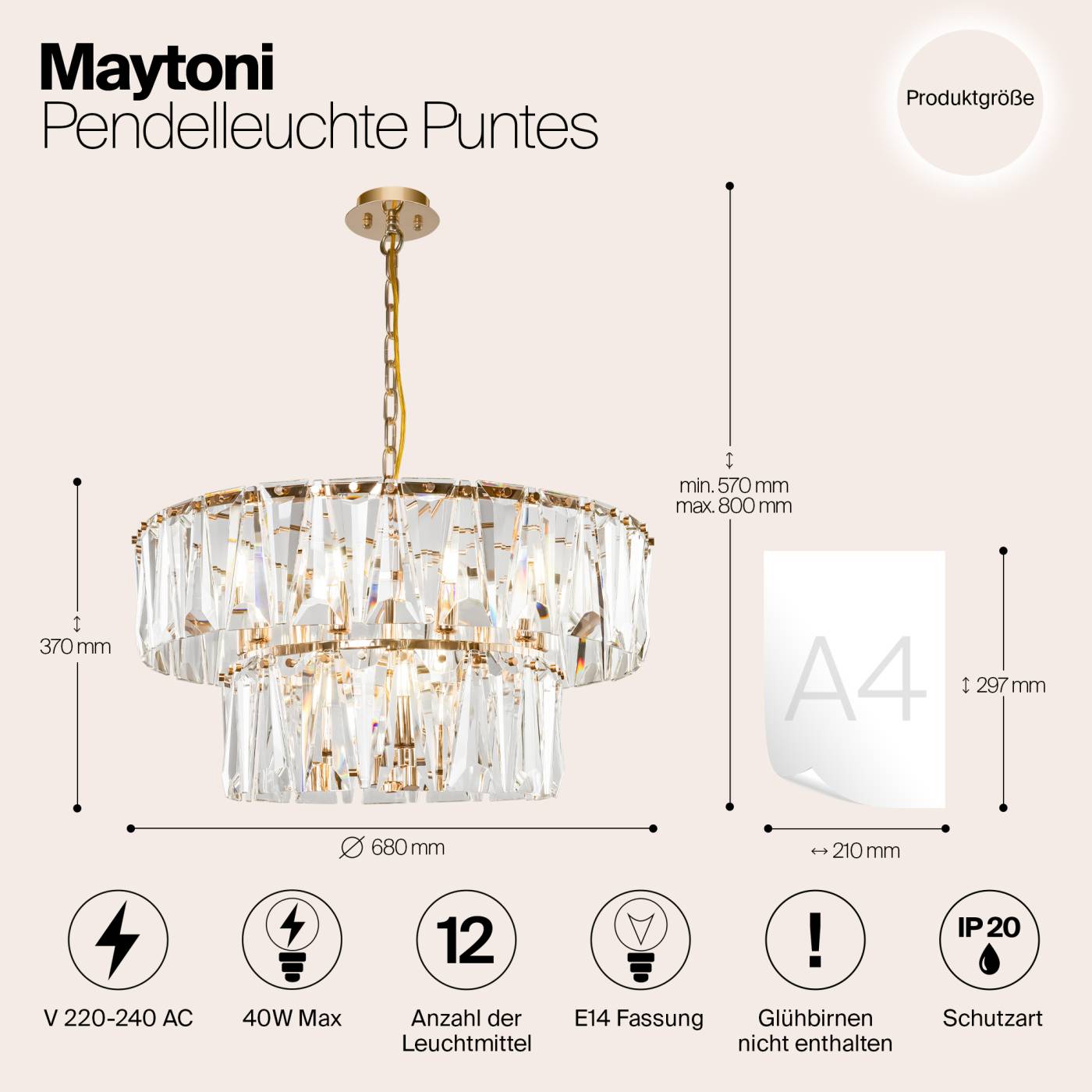MOD043PL-12G Подвесная люстра Maytoni Puntes MOD043PL-12G