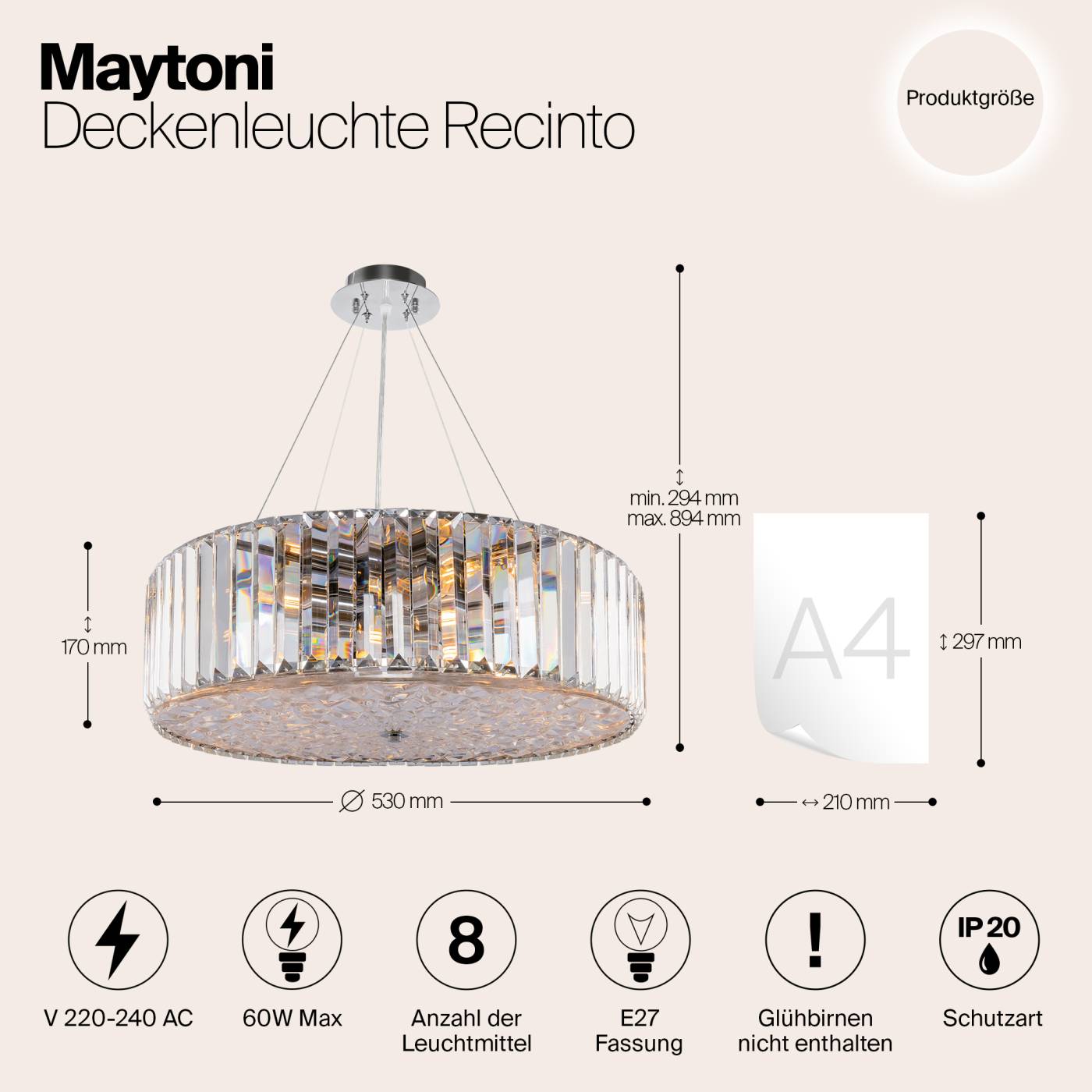 MOD080CL-08CH Подвесная люстра Maytoni Recinto MOD080CL-08CH