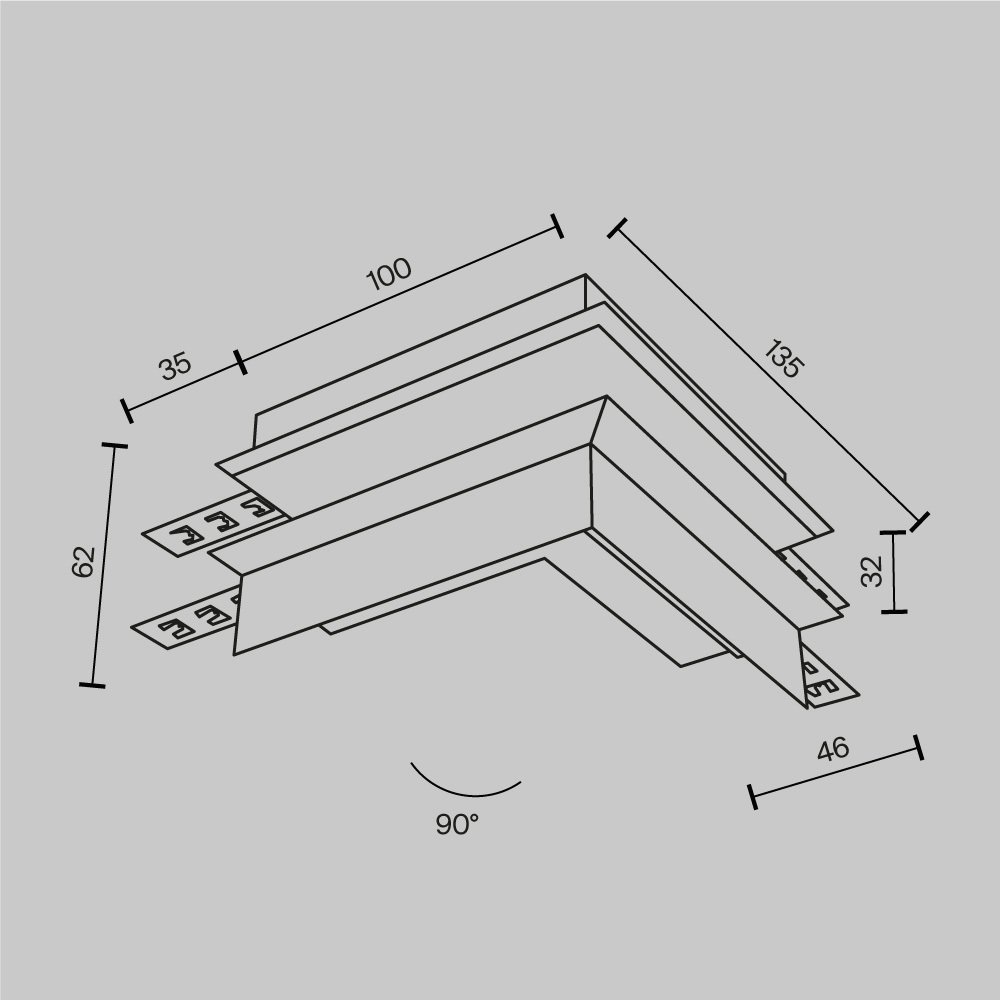 TRA34CO-42W Коннектор внешний Exility встраиваемый под ГКЛ 9,5мм, Maytoni Magnetic track system Exility TRA34CO-42W